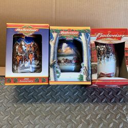 Budweiser holiday steins