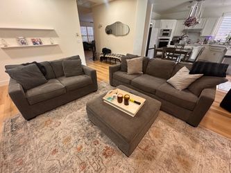 Title: Macy’s Gray Sleeper Sofa, Loveseat & Ottoman Set – $500 OBO