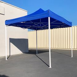 $99 (Brand New) Heavy-duty 10x10 ft outdoor ez pop up canopy party tent instant shades w/ carry bag (white/blue)