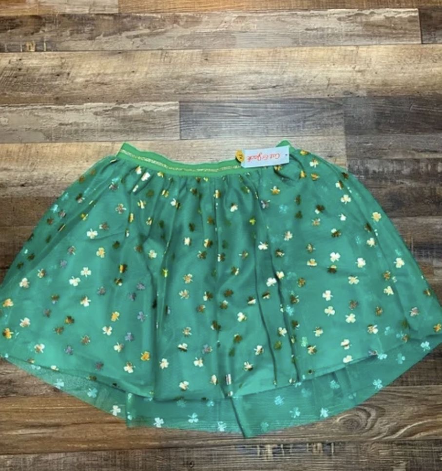 New Cat & Jack Girls Green Tutu Pattern Skirt