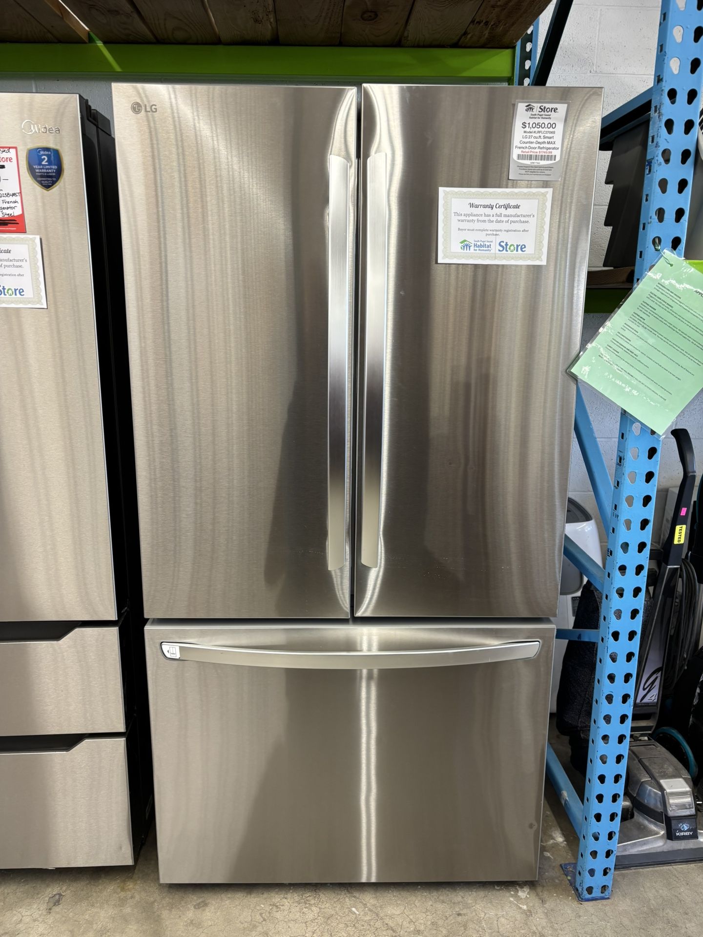 New! LG 27 Cu Ft Counter Depth Refrigerator - Scratch And Dent