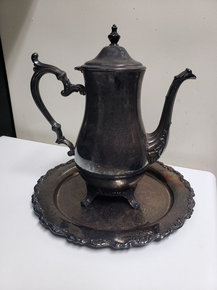 Silverplate Kettle and Tray