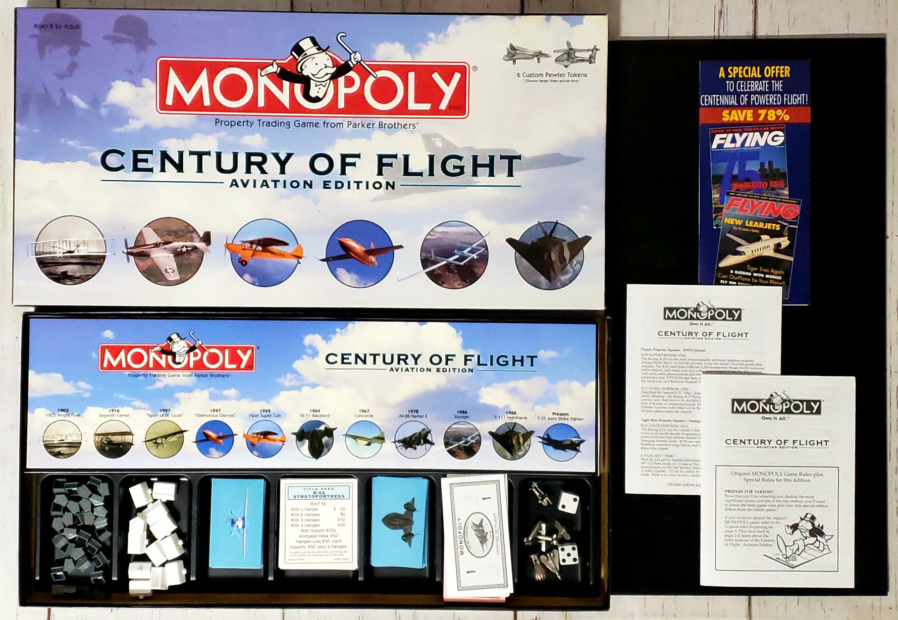 Monopoly Century Of Flight Aviation Edition Board Game 2003 - COMPLETE EXCELLENT