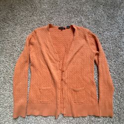 orange cardigan 