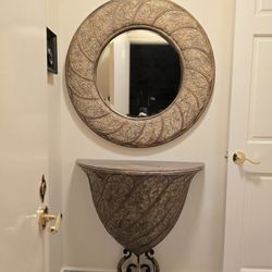 Half-round Entrance table and mirror Set