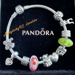 Pandora Bracelet With Pandora Charms In Box