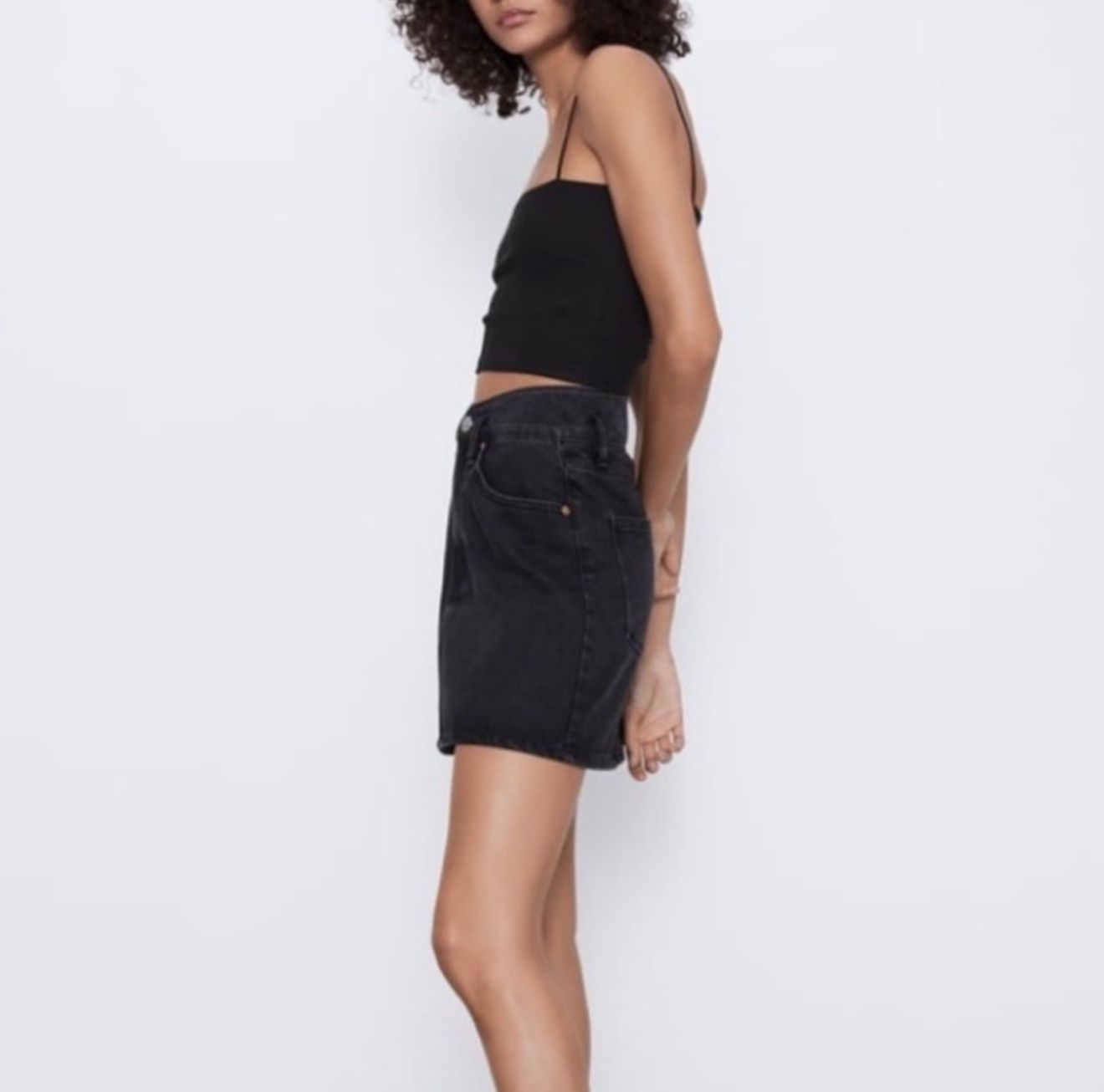 TOPSHOP Moto Black Denim Skirt