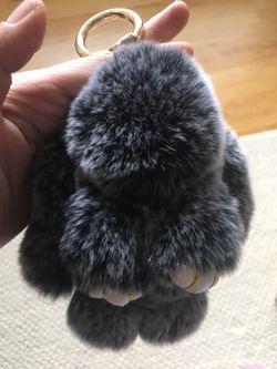 Fluffy bunny keychain