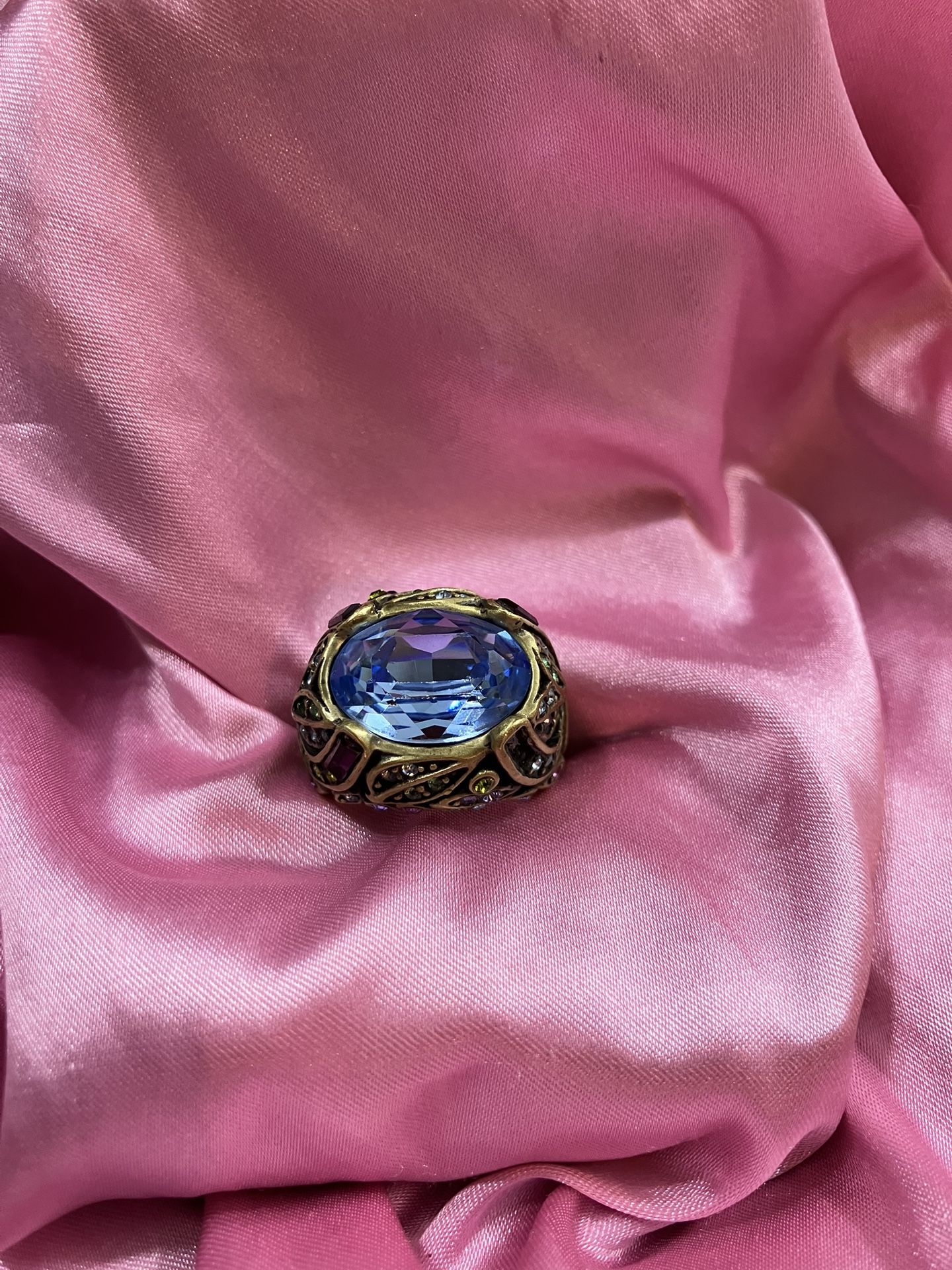 Vintage Heidi Daus Blue Topaz Multi Color Wow RING
