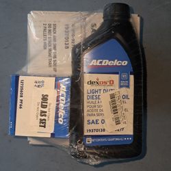 ACDelco 10-9277  SAE 0W-20 dexosD full synthetic oil, often paired with the PF66 filter for 3.0L LM2/LZ0 Duramax diesel engin