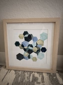 Abstract Art In Blonde Wood Frame