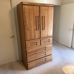 Wood Wardrobe Armoire Dresser Storage - Solid Heavy Wood