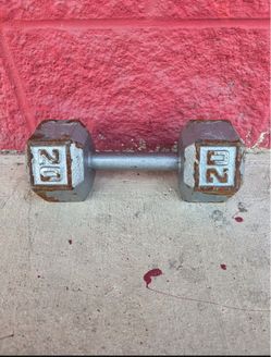 Rusty 20 lb dumbell, just 1, rusty but gets the job done. $10