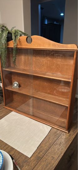 Wooden Display Cabinet with Glass Sliding Doors