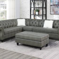 Denise Collection 4-Pc Breathable Leatherette Sectional-optional ottoman-available in 3 colors Now 1389.00 Free Delivery 🚚 