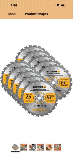 Contractor-Grade 7-1/4" 24T Framing Saw Blade 5/8" 10-Pack 10-Pack Contractor Bulk · .063" Thin Kerf & ATAF Grind · Hi-Density Carbide · Cuts Occasion
