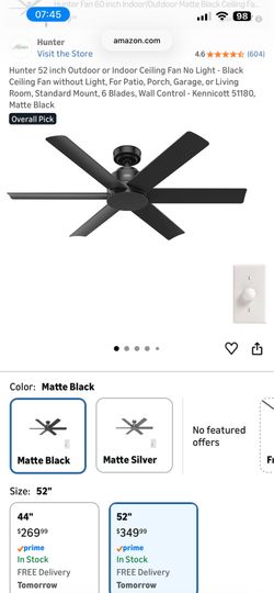 Hunter Kennicott 52” Fans