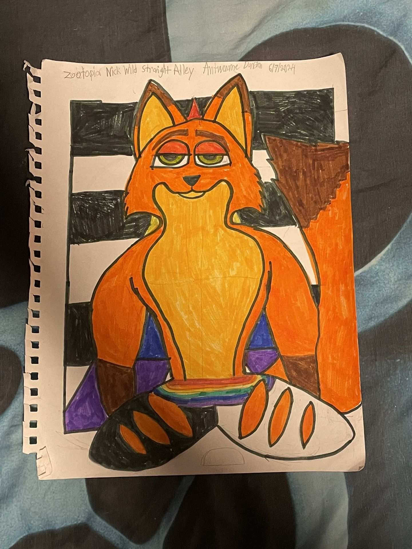 Zootopia Nick Wilde Pride Month Straight Allay Fan Drawing 