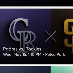 Padres Vs. Rockies: May 15th 6:40 PM - Section 211 | Row 9 | Seats: 9, 10
