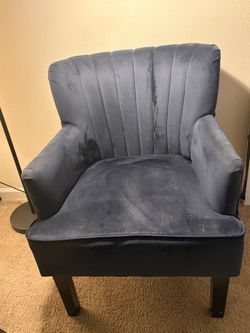 Blue Velvet Channel Tufted Accent Chair