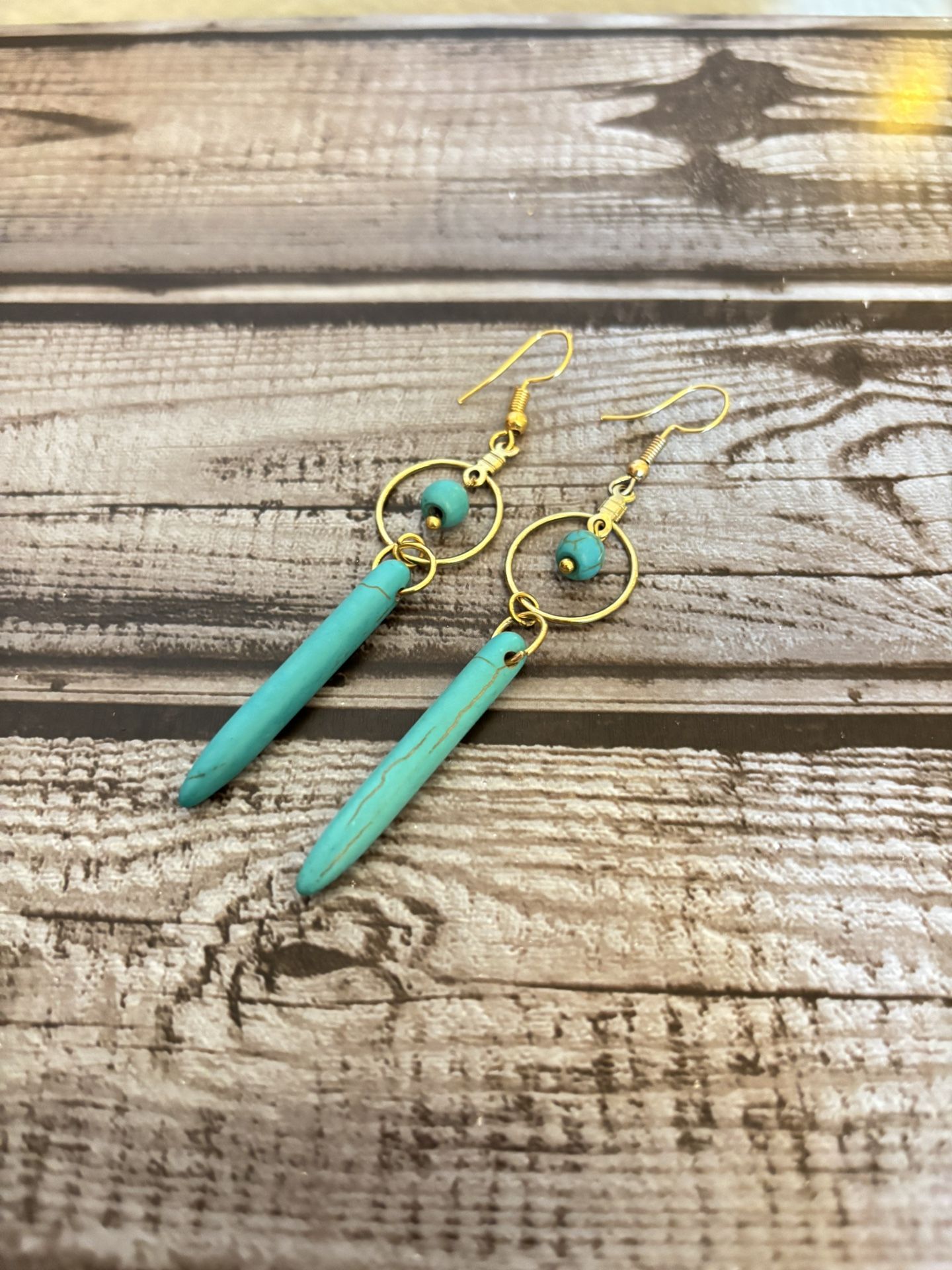 Turquoise Quartz Earrings Gold Color