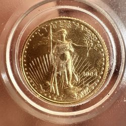 2004 American Eagle 1/10 Ounce $5 Dollar Liberty Round Gold Coin