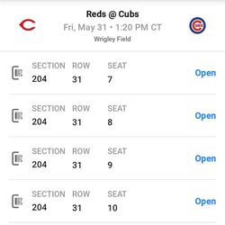 CUBS TICKETS FOR TODAY 5/31 VS REDS