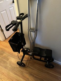 knee scooter and crutches
