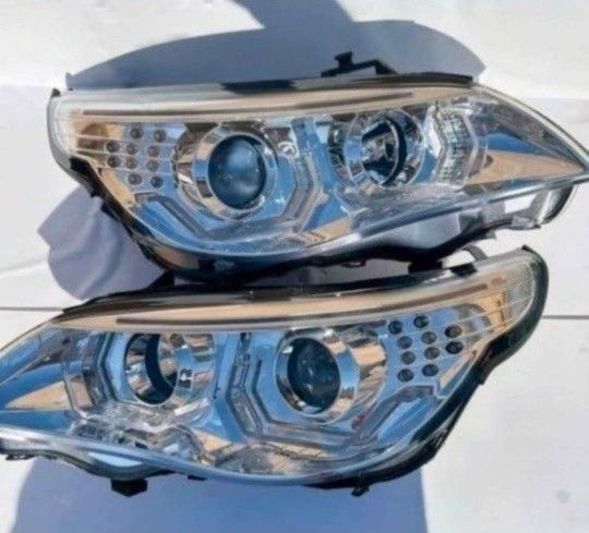 04-07 BMW 525i 530i 06-07 525xi 530xi 550i 04-05 545i LED DRL Projector Headlights Luces Focos Micas Faros Faroles Headlamps