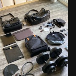 Mens Full Grain Leather Breifcase, New Dior Homme Cologne, Real Black Leather Calvin Klein Overnight Duffle Bag, Northface Bag, GoPro Ek 4k, Weights, 