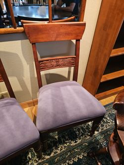Antique Wood Dining Chair with Carved Back