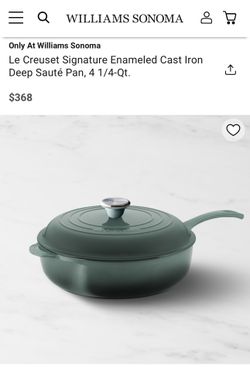 New Le Creuset Cast Iron Deep Saute Pan with lid in Ocean