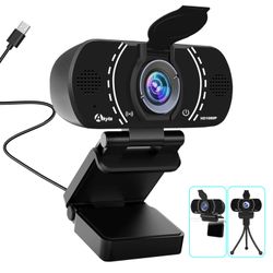 Akyta Webcam, Plug and Play USB Webcam 1080p with Microphone -Privacy Cover-Tripod, Streaming Web Camera for Desktop Computer Laptop PC Mac Video Call