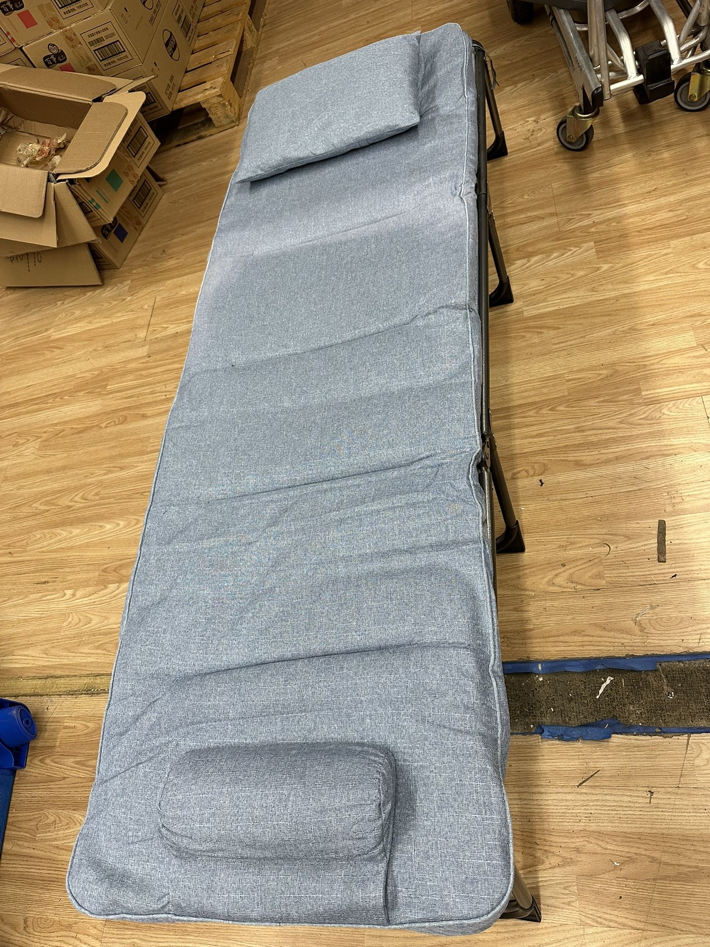 ATORPOK Folding Camping Cot for Adults with Padded Mattress and Pillow, Adjustable Reclining Lounger Sleeping Cot Bed, Ideal for Camping, Travel, Gard