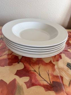 White Centura by Corning Ceramic Rimmed Soup Bowls Set of 6