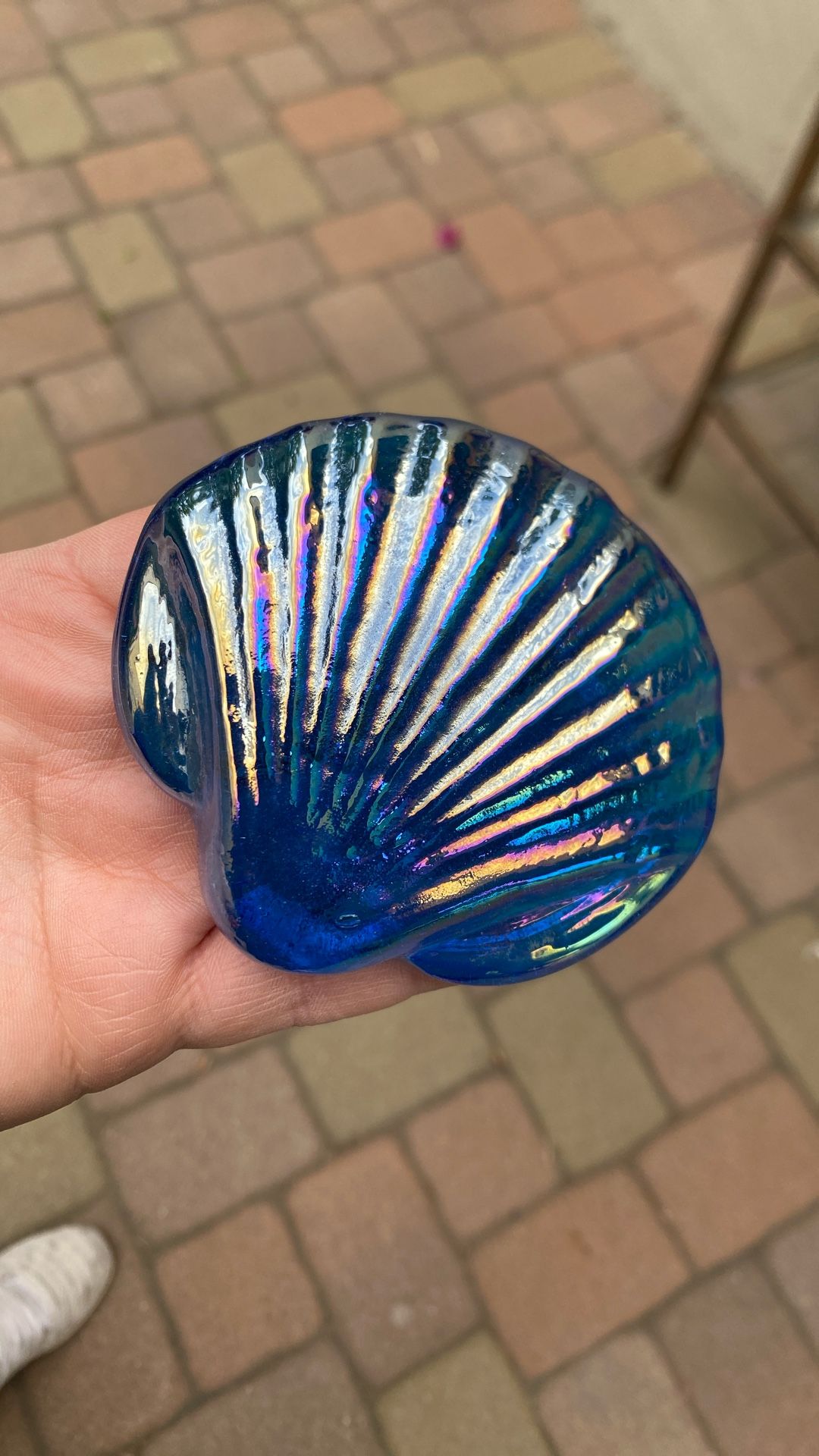 Blue Glass Shell Paperweight