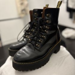 Dr. Martens Leona Platform Boots – Black Leather