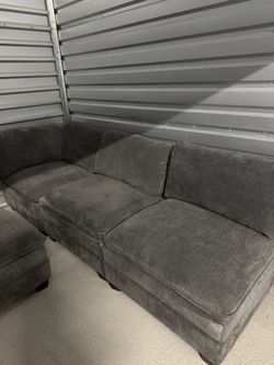 5 seat sectional couch, & ottoman