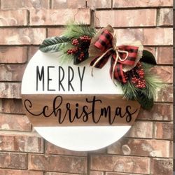 Merry Christmas Wood Door Hangers 