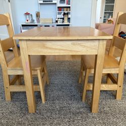 Melissa & Doug Solid Wood Kids Table & 2 Chairs – Sturdy, Used