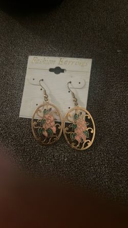 Pink And Green Earrings 