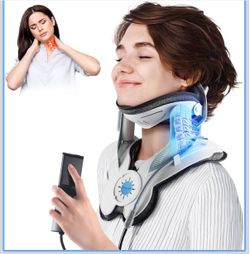 Cervical Neck Traction Device: Neck Stretcher for Cervical Pain Relief, Electric Air Pump with 3 Power Traction, Built-in 8 Airbag, Improved