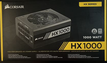 Corsair HX-1000 1000W 80 Plus Platinum Fully Modular PSU - $100 sleeved cables!