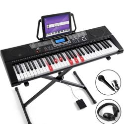 NOTE: No Headphone or Note Holder. MUSTAR Piano Keyboard, MEKS-500 61 Key Learning Keyboard Piano with Lighted Up Keys, Electric Piano Keyboard for Be