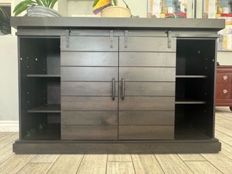 Bell’O Dark Rustic Barn Doors Media With Adjustable Shelves TV 60lbs 54x35x15.5”