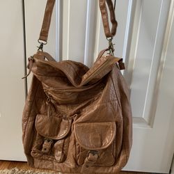Faux Leather Brown Slouch Purse