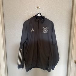 Germany National Team Soccer Zip Up Jacket Long Sleeve Gray Adidas Mens Size M