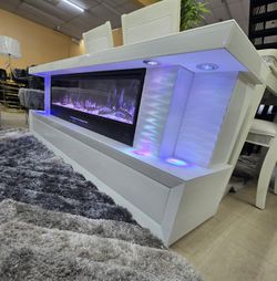 Tv Stand, Fire Place 🔥 Multi Color, Led Light, 71"