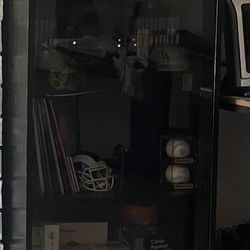 Glass Door Entertainment Center / Storage Cabinet — Excellent Condition