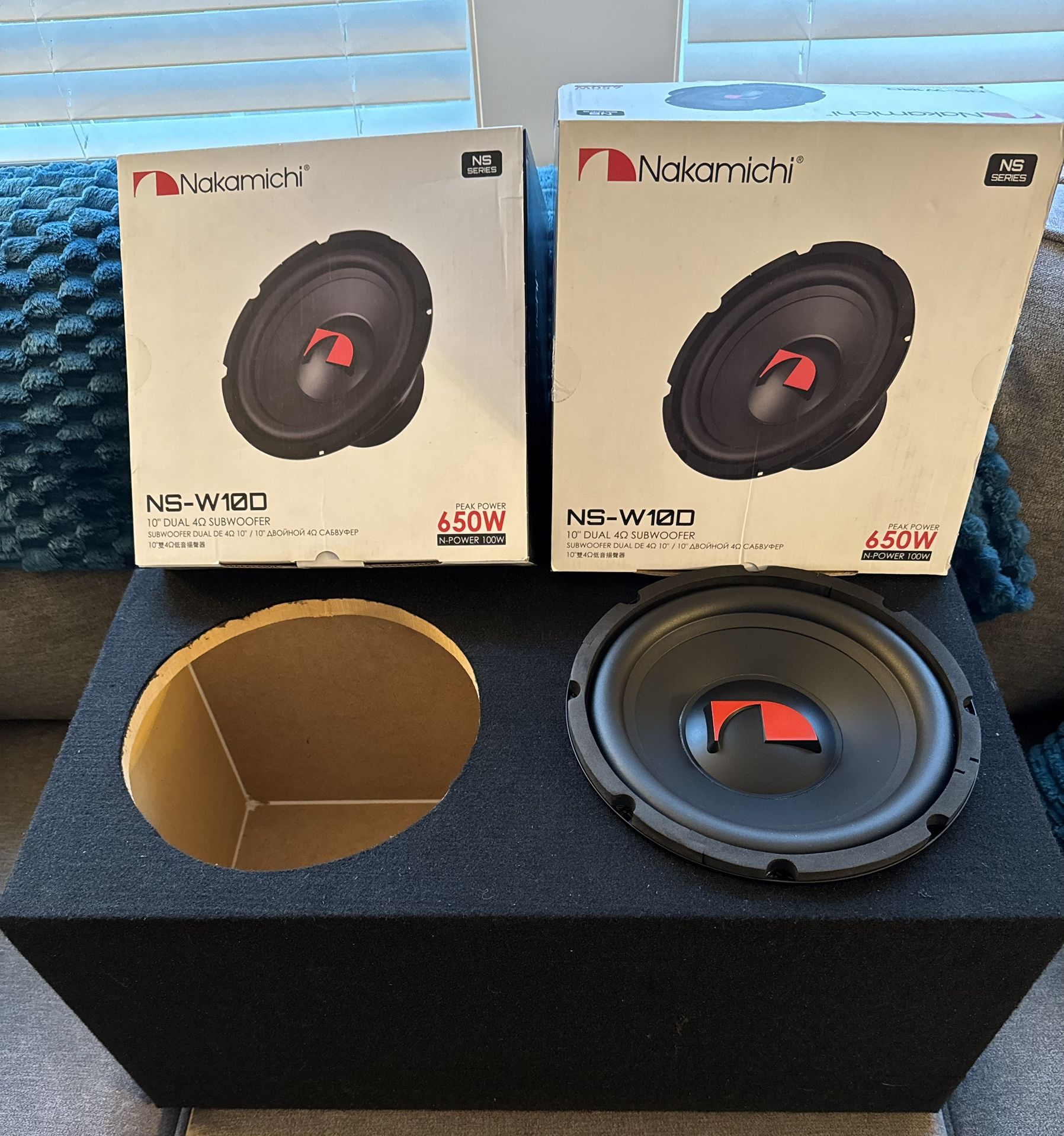 650 Watt 10 Inch Nakamichi Subwoofers With Box Brand New 